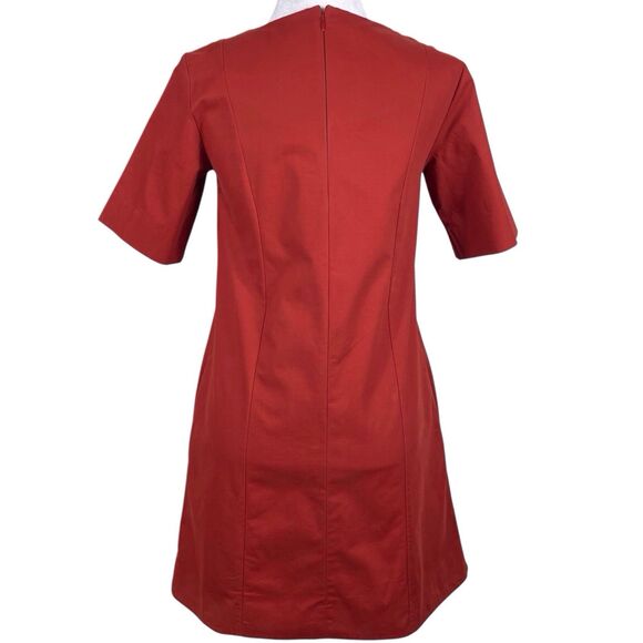 COS A-Line Cotton Twill Dress Size 4 Short Sleeve Burnt Orange Terracotta EUC - Picture 11 of 16
